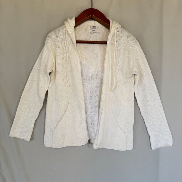 Margaret O"Leary Ivory Cotton Silk Blend Hood Zip Front Cardigan Sweater Size S - Picture 3 of 17